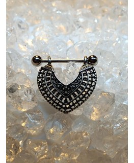 Piercing Sein téton Style Argent Vieilli Coeur Vintage Acier Poitrine Intime Nipple Homme Femme