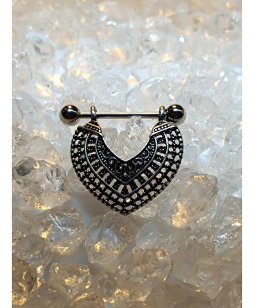 Piercing Sein téton Style Argent Vieilli Coeur Vintage Acier Poitrine Intime Nipple Homme Femme