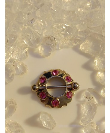 piercing sein anneau bouclier téton poitrine strass rose nipple