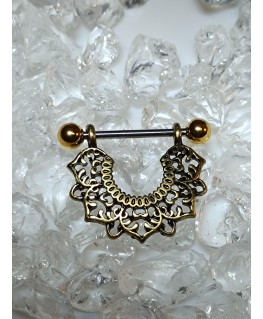 Piercing Sein téton Vieilli couleur doré Fleur Vintage Acier Poitrine Intime Nipple Homme Femme