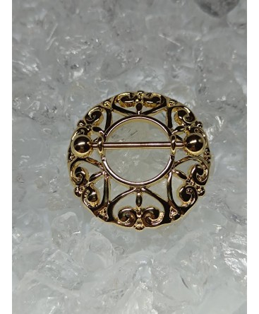 Piercing sein téton anneau bouclier lys coeur papillon mamelon nipple poitrine couleur doré