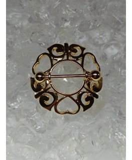 Piercing sein téton anneau bouclier avec decor coeur papillon mamelon nipple poitrine couleur doré