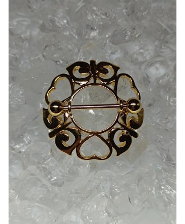 Piercing sein téton anneau bouclier avec decor coeur papillon mamelon nipple poitrine couleur doré
