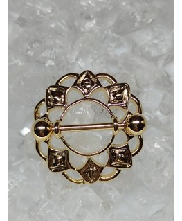 Piercing sein téton anneau bouclier avec rosace mamelon nipple poitrine couleur doré