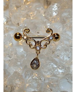 Piercing téton Multiple Coeur Pendant Strass Blanc Sein Poitrine Couleur doré rosé cuivré