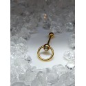 Piercing percage bouche langue barre droite esclave anneau couleur doré strass blanc
