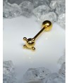 Piercing langue barbell quadriple boule petite fine couleur doré bijoux barbell bouche lingua