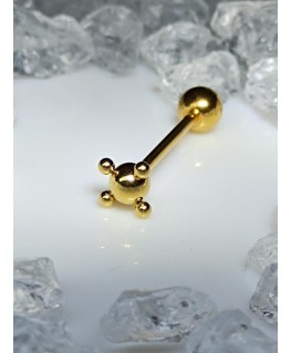 Piercing langue barbell quadriple boule petite fine couleur doré bijoux barbell bouche lingua