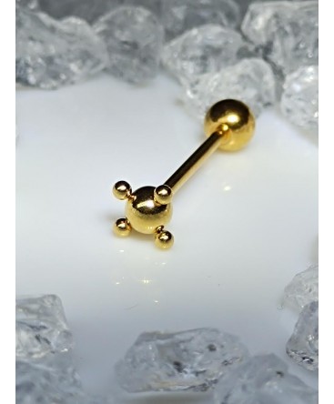 Piercing langue barbell quadriple boule petite fine couleur doré bijoux barbell bouche lingua