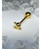 Piercing langue barbell quadriple boule petite fine couleur doré bijoux barbell bouche lingua
