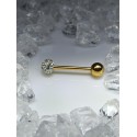 Piercing langue strass blanc boule gel résine transparent barbell bouche