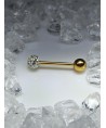 Piercing langue strass blanc boule gel résine transparent barbell bouche