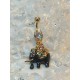 Piercing nombril éléphant multi strass couleur doré noir
