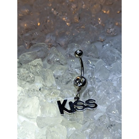 Piercing nombril KISS strass blanc