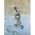 piercing celtique nombril strass blanc