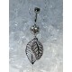 Piercing nombril double feuille multi strass blanc