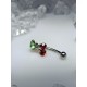 Piercing Arcade sourcil Cerise Boule Rouge Feuille Verte Strass Homme Femme