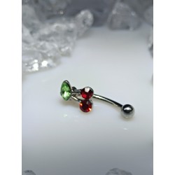Piercing Arcade sourcil Cerise Boule Rouge Feuille Verte Strass Homme Femme