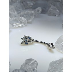 Piercing Arcade sourcil Plume Aile Fleche Acier Ligne Bleu 1.2 x8mm