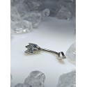 Piercing Arcade sourcil Plume Aile Fleche Acier Ligne Bleu 1.2 x8mm