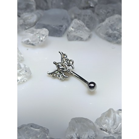 piercing arcade papillon aile strass rond ovale