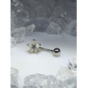 Piercing arcade bleu strass boule imitation pierre opale blanc