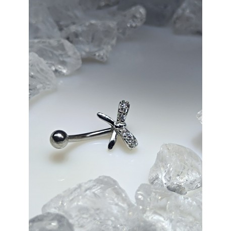 piercing arcade libelule strass aile blanc