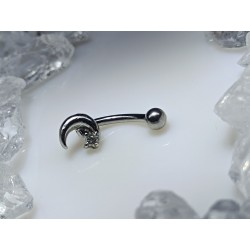 Piercing d Arcade sourcil Metal Demi Lune Croissant pour Femme Homme 1.2x8mm Strass