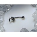 Piercing d Arcade sourcil Metal Demi Lune Croissant pour Femme Homme 1.2x8mm Strass