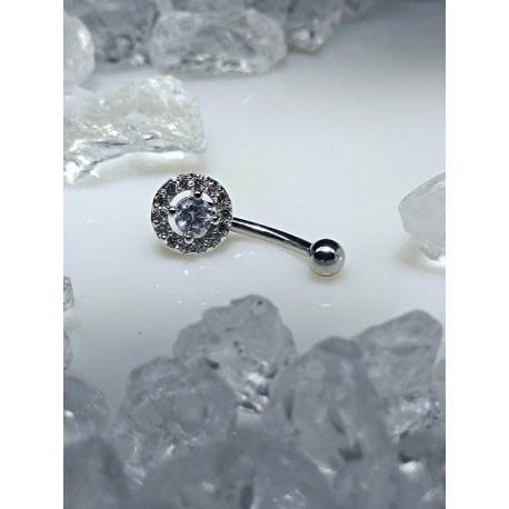 Piercing arcade strass blanc cercle disque