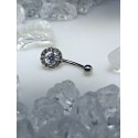 Piercing arcade strass blanc cercle disque