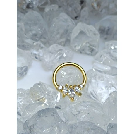 Piercing anneau clickers nez stud narine oreille spike lobe conch septum couleur doré strass blanc pointe helix daith septum