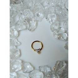 Piercing anneau clickers nez stud narine oreille lobe conch septum helix strass blanc daith septum couleur doré