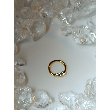 Piercing anneau clickers nez stud narine oreille lobe conch septum helix strass blanc daith septum couleur doré