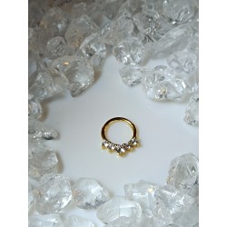 Piercing anneau clickers nez stud narine oreille lobe conch septum helix strass blanc daith septum couleur doré