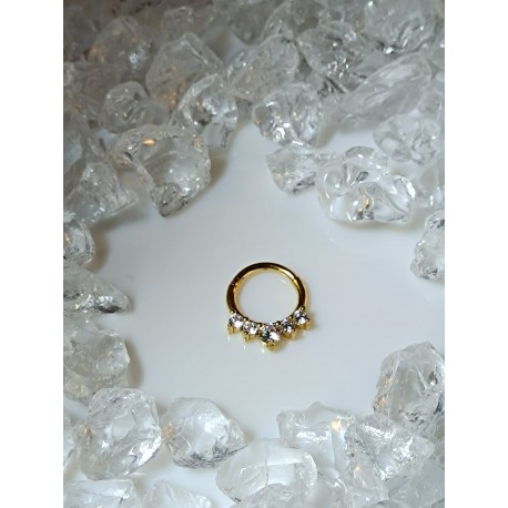 Piercing anneau clickers nez stud narine oreille lobe conch septum helix strass blanc daith septum couleur doré