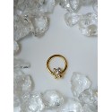 Piercing anneau clickers nez stud narine oreille lobe conch septum helix fleur strass blanc daith septum couleur doré