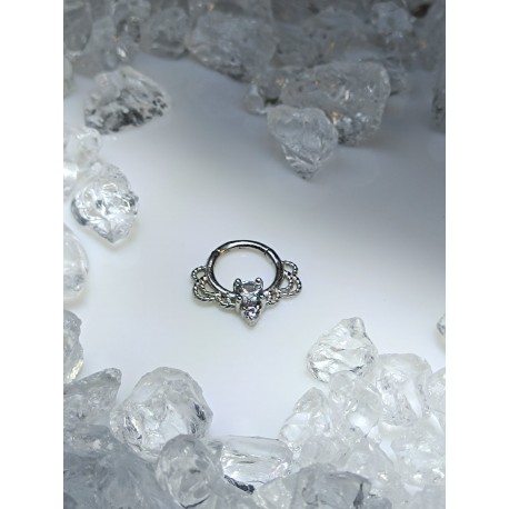 Piercing anneau clickers nez stud oreille lobe conch bijou septum narine filigrame strass blanc helix daith septum