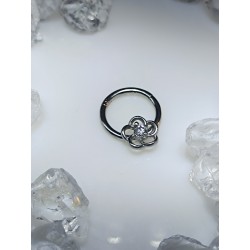 Piercing anneau clickers nez stud oreille lobe conch bijou septum narine helix daith fleur strass blanc septum