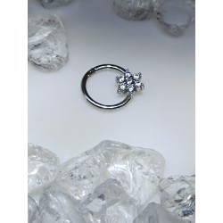 Piercing anneau clickers nez stud oreille lobe fleur strass blanc conch bijou septum narine helix daith septum