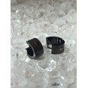 Boucle d oreille homme paire acier inoxydable noir ecriture croix padre nuestro noir