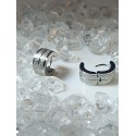Boucle d oreille creole anneau sable ligne millieu acier inoxydable couleur doré paire