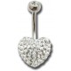 Piercing coeur nombril imitation cristal shamballa autrichien strass blanc