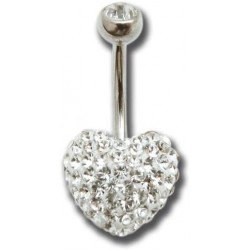 Piercing coeur nombril imitation cristal shamballa autrichien strass blanc