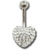 Piercing coeur nombril imitation cristal shamballa autrichien strass blanc