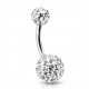 Piercing nombril imitation cristal blanc swarovsky gel transparent bijou ventre