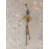 Piercing nombril fleur amovible pendentif strass blanc chaine bijoux ventre navel