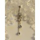 Piercing nombril petite papilln aile ruban pendentif bijou chaine navel strass blanc