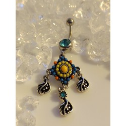 Piercing nombril attrape reve catcher pendentif strass couleur navel