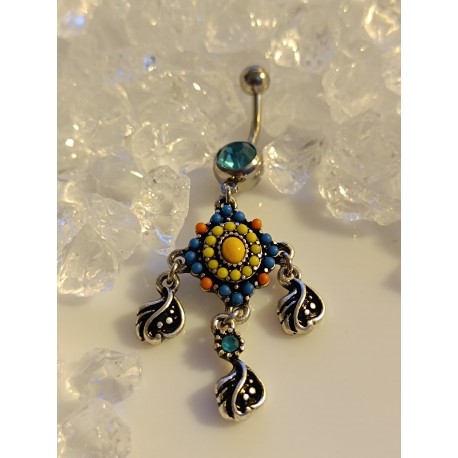 Piercing nombril attrape reve catcher pendentif strass couleur navel